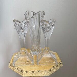 Lot of 3. Vase and candle holders